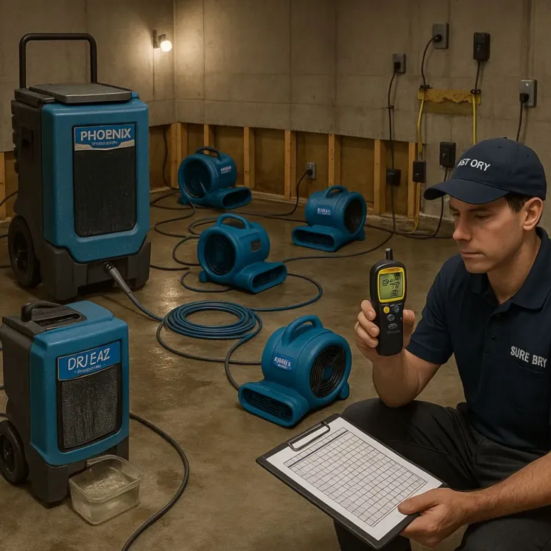 Structural Drying and Dehumidification process in Rumford, ME